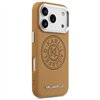 Karl Lagerfeld case Magsafe PU case with Karl round point logo metal camera buttons and logo for iPhone 17 Pro Max brown