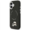 Karl Lagerfeld case Magsafe PU case with Karl&Choupette heads pins logo and metal camera buttons for iPhone 17 black