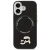 Karl Lagerfeld case Magsafe PU case with Karl&Choupette heads pins logo and metal camera buttons for iPhone 17 black