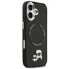 Karl Lagerfeld case Magsafe PU case with Karl&Choupette heads pins logo and metal camera buttons for iPhone 17 black