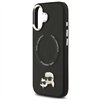 Karl Lagerfeld case Magsafe PU case with Karl&Choupette heads pins logo and metal camera buttons for iPhone 17 black