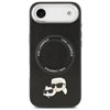 Karl Lagerfeld case Magsafe PU case with Karl&Choupette heads pins logo and metal camera buttons for iPhone 17 Air black