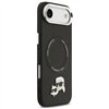 Karl Lagerfeld case Magsafe PU case with Karl&Choupette heads pins logo and metal camera buttons for iPhone 17 Air black