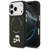 Karl Lagerfeld case Magsafe PU case with Karl&Choupette heads pins logo and metal camera buttons for iPhone 17 Pro black