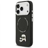 Karl Lagerfeld case Magsafe PU case with Karl&Choupette heads pins logo and metal camera buttons for iPhone 17 Pro black
