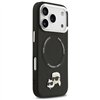 Karl Lagerfeld case Magsafe PU case with Karl&Choupette heads pins logo and metal camera buttons for iPhone 17 Pro black