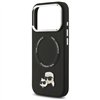 Karl Lagerfeld case Magsafe PU case with Karl&Choupette heads pins logo and metal camera buttons for iPhone 17 Pro black