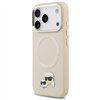 Karl Lagerfeld case Magsafe PU case with Karl&Choupette heads pins logo and metal camera buttons for iPhone 17 Pro Max grey