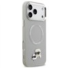 Karl Lagerfeld case Magsafe PU case with Karl&Choupette heads pins logo and metal camera buttons for iPhone 17 Pro pink