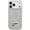 Karl Lagerfeld case Magsafe PU case with Karl&Choupette heads pins logo and metal camera buttons for iPhone 17 Pro Max pink