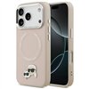 Karl Lagerfeld case Magsafe PU case with Karl&Choupette heads pins logo and metal camera buttons for iPhone 17 Pro Max beige
