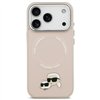 Karl Lagerfeld case Magsafe PU case with Karl&Choupette heads pins logo and metal camera buttons for iPhone 17 Pro Max beige