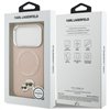 Karl Lagerfeld case Magsafe PU case with Karl&Choupette heads pins logo and metal camera buttons for iPhone 17 Pro Max beige
