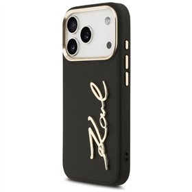 Karl Lagerfeld case PU leather case with Karl script logo and metal camera buttons for iPhone 17 Pro beige
