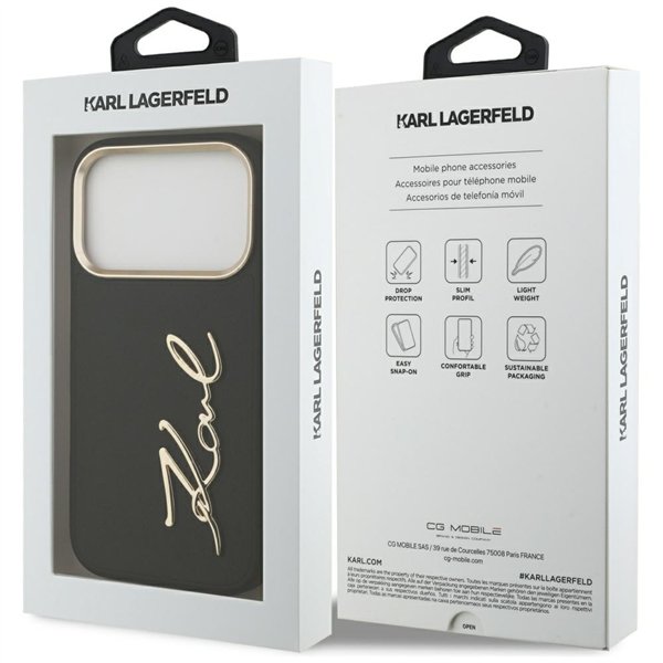 Karl Lagerfeld case PU leather case with Karl script logo and metal camera buttons for iPhone 17 Pro beige