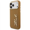 Karl Lagerfeld case PU leather case with Karl script logo and metal camera buttons for iPhone 17 Pro Max pink