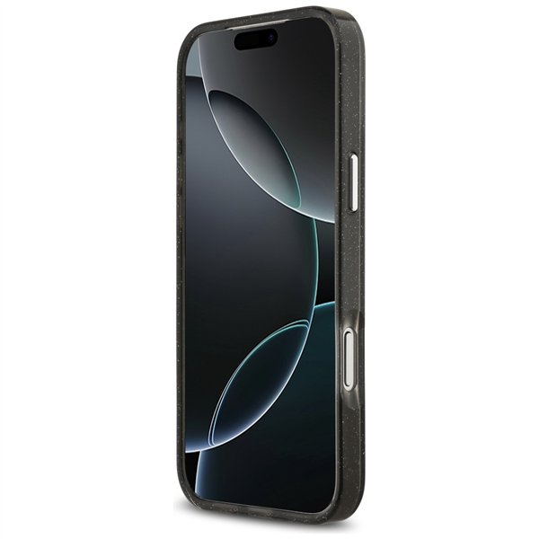 Karl Lagerfeld case Magsafe IML glitter case metal camera frame and buttons Karl and Choupette heads on KL repeated logo for iPh