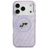 Karl Lagerfeld case Magsafe IML glitter case metal camera frame and buttons Karl and Choupette heads on KL repeated logo for iPh