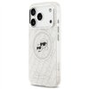 Karl Lagerfeld case Magsafe IML glitter case metal camera frame and buttons Karl and Choupette heads on KL repeated logo for iPh