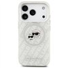 Karl Lagerfeld case Magsafe IML glitter case metal camera frame and buttons Karl and Choupette heads on KL repeated logo for iPh
