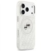 Karl Lagerfeld case Magsafe IML glitter case metal camera frame and buttons Karl and Choupette heads on KL repeated logo for iPh