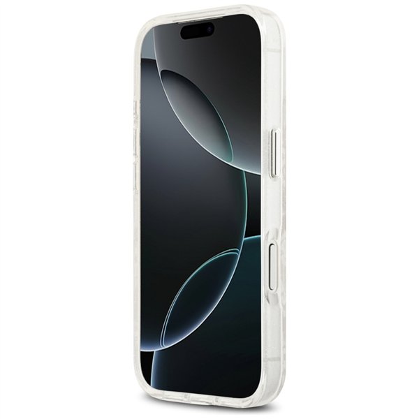 Karl Lagerfeld case Magsafe IML glitter case metal camera frame and buttons Karl and Choupette heads on KL repeated logo for iPh