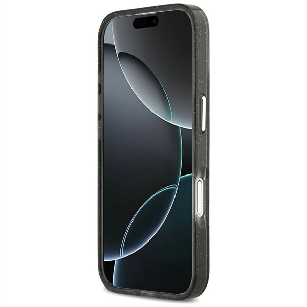 Karl Lagerfeld case Magsafe IML glitter case metal camera frame and buttons Karl and Choupette sketch logo for iPhone 17 transpa