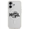 Karl Lagerfeld case Magsafe IML glitter case metal camera frame and buttons Karl and Choupette sketch logo for iPhone 17 black