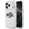 Karl Lagerfeld case Magsafe IML glitter case metal camera frame and buttons Karl and Choupette sketch logo for iPhone 17 Pro bla