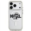 Karl Lagerfeld case Magsafe IML glitter case metal camera frame and buttons Karl and Choupette sketch logo for iPhone 17 Pro bla