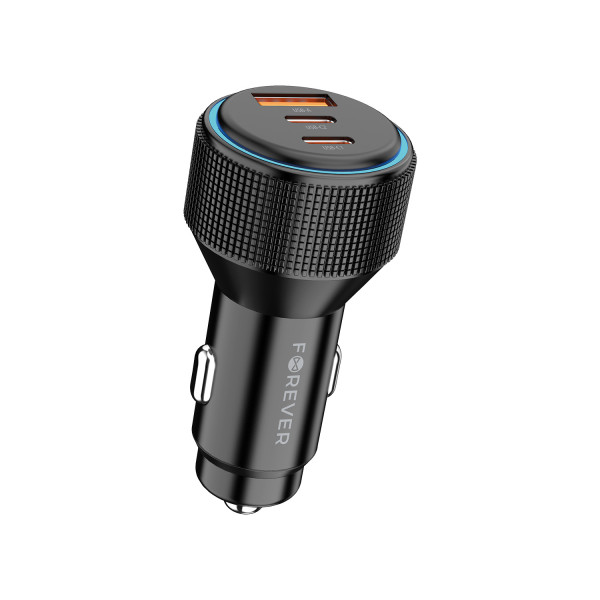 Forever CC-07-66ACC PD QC car charger 1x USB-A 2x USB-C 66W black