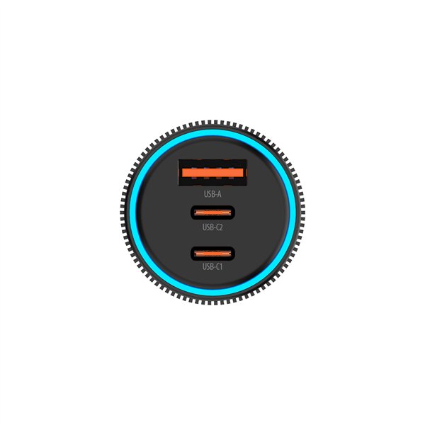 Forever CC-07-66ACC PD QC car charger 1x USB-A 2x USB-C 66W black