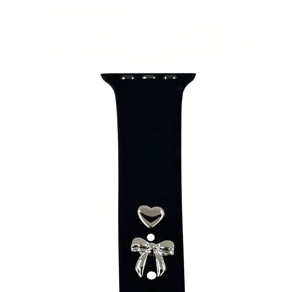 Pin Charms set for watch straps bow silver