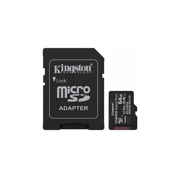 Micro SD Memory Card with Adaptor Kingston SDCS3/64GB 64 GB