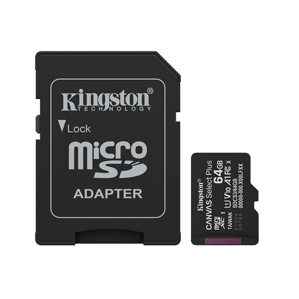 Micro SD Memory Card with Adaptor Kingston SDCS3/64GB 64 GB
