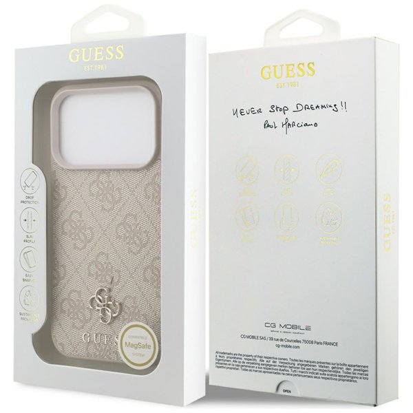 Guess 4G Small 4G and Classic MagSafe case for iPhone 17 Pro pink