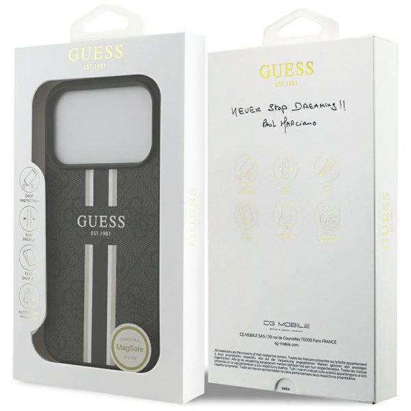 Guess 4G Printed Stripes MagSafe case for iPhone 17 Pro black