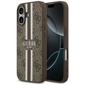 Guess 4G Printed Stripes MagSafe case for iPhone 17 brown
