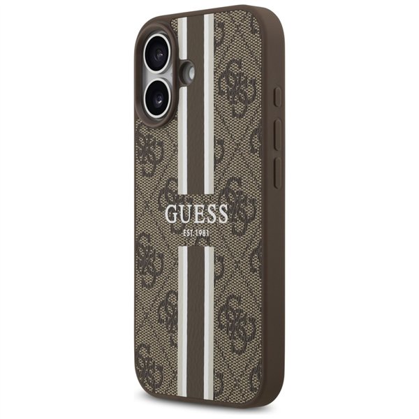 Guess 4G Printed Stripes MagSafe case for iPhone 17 brown