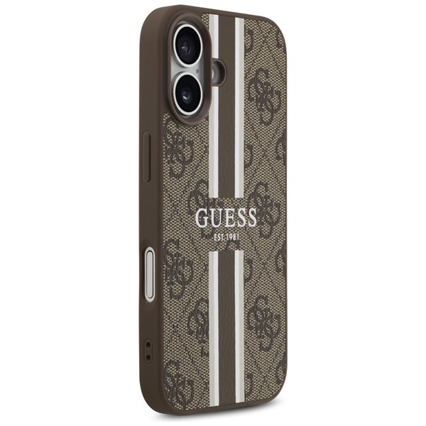 Guess 4G Printed Stripes MagSafe case for iPhone 17 brown