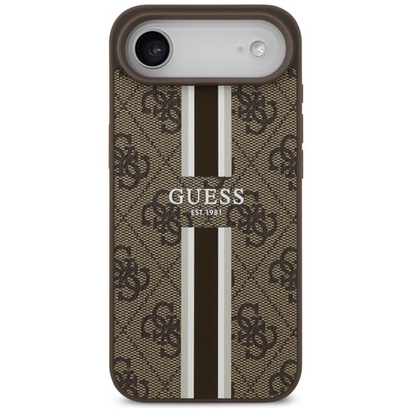 Guess 4G Printed Stripes MagSafe case for iPhone 17 Air brown