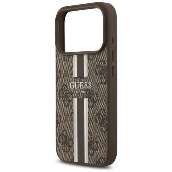 Guess 4G Printed Stripes MagSafe case for iPhone 17 Pro brown