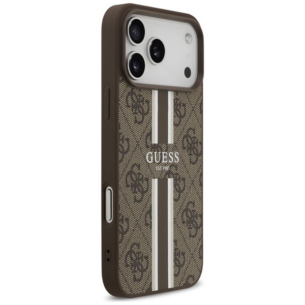 Guess 4G Printed Stripes MagSafe case for iPhone 17 Pro Max brown