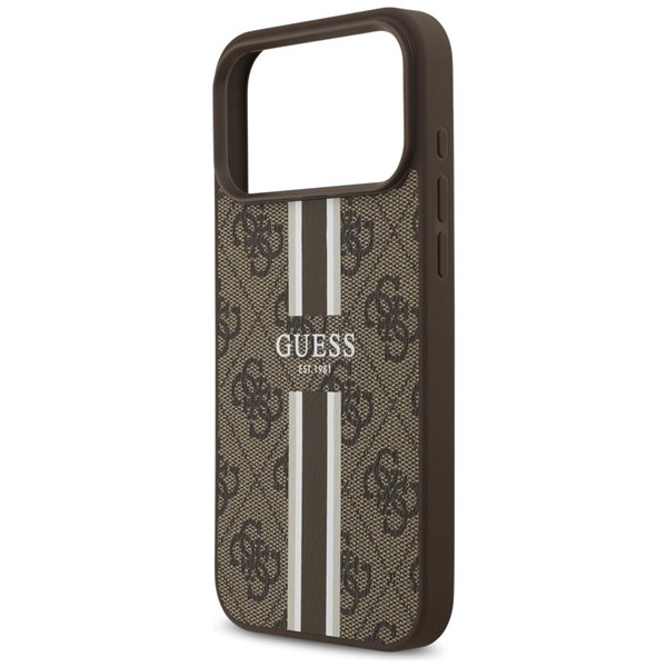 Guess 4G Printed Stripes MagSafe case for iPhone 17 Pro Max brown