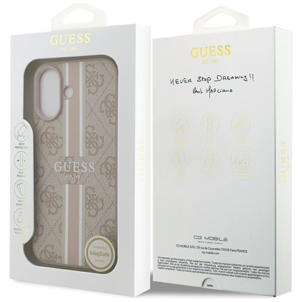 Guess 4G Printed Stripes MagSafe case for iPhone 17 pink