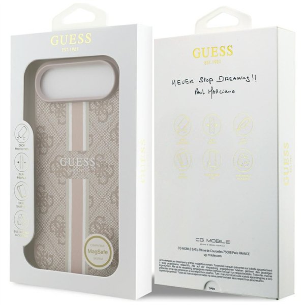 Guess 4G Printed Stripes MagSafe case for iPhone 17 Air pink