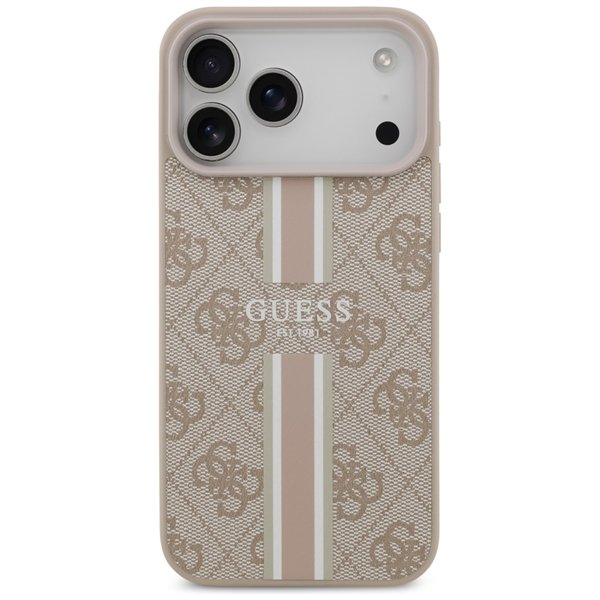 Guess 4G Printed Stripes MagSafe case for iPhone 17 Pro Max pink