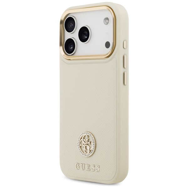Guess Grained Strass Logo MagSafe case for iPhone 17 Pro beige