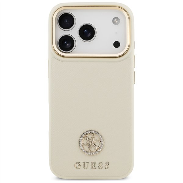 Guess Grained Strass Logo MagSafe case for iPhone 17 Pro beige