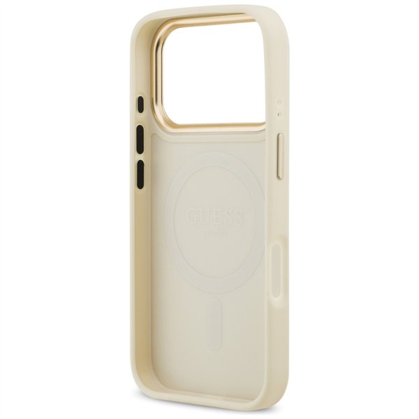 Guess Grained Strass Logo MagSafe case for iPhone 17 Pro beige